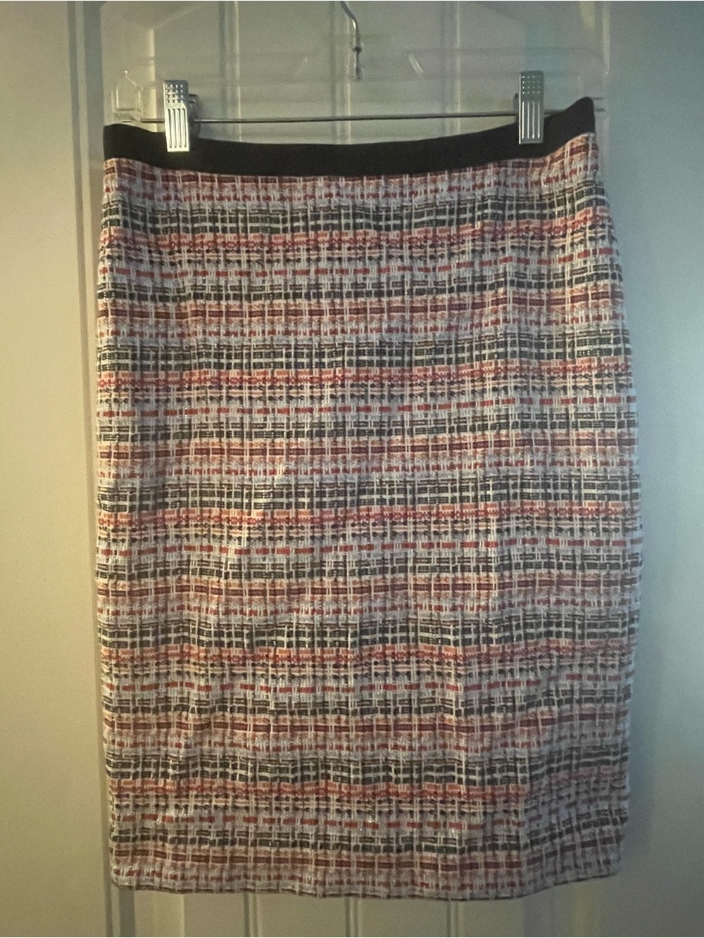 Talbots Plaid Tweed Pencil Skirt - Red, Black & Cream, 2P